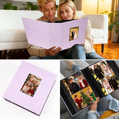 Aevdor 5x7 Photo Album, Holds 320 Photos, Linen Cover, Purple | Fits 5x7 Photos, Postcards & Artwork, Family & Wedding Albums, Baby & Travel Memories - color: Purple