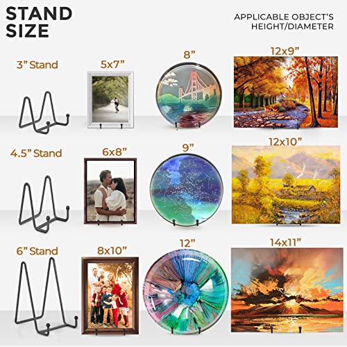 TR-LIFE 3 Pack 6 Inch Display Stands - Holder Stand for Picture, Decorative Plate, Platter, Plaque, Book, Photo Easel - size: 6 Inch