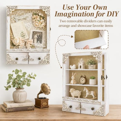 11x16 Wedding Shadow Box Frame with Shelves, White - color: Classic White