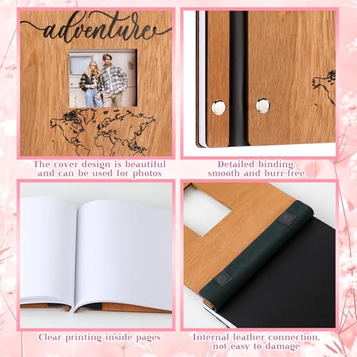 Skyygemm Adventure Book Wooden Guest Book with Pen Memory Scrapbook - style: Adventure