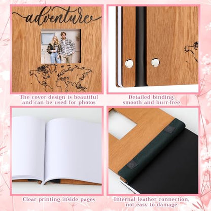 Skyygemm Adventure Book Wooden Guest Book with Pen Memory Scrapbook - style: Adventure