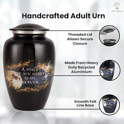Urns for Human Ashes Adult, Large Cremation Urn for Men & Women, Handcrafted Metal Urn with Secure Lid for Funeral & Burial (Way to Heaven - 220 Cubic Inches) - color: Way to Heaven