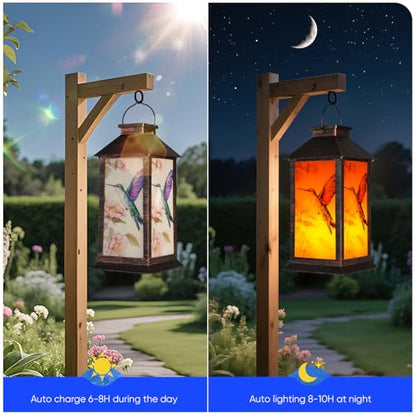 Homemory Solar Hanging Lanterns Outdoor Waterproof Hummingbird LED Lights - style: Hummingbird