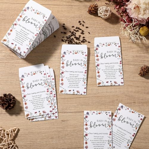 Fumete 100 Pcs Baby Shower Seed Packet Adhesive Envelopes, Wildflowers - style: Wildflowers