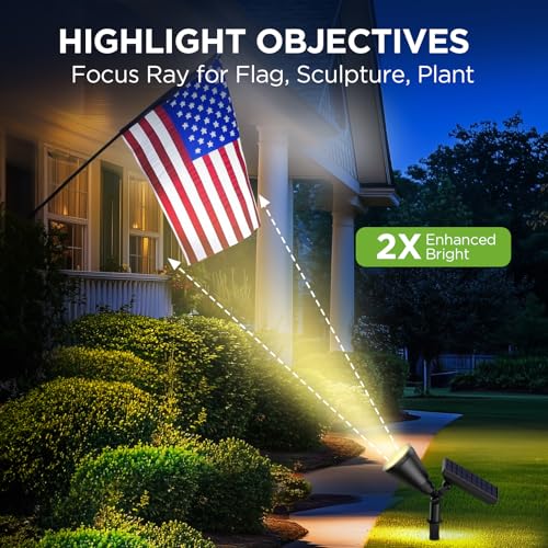 InnoGear 6 Solar Lights Outdoor Spot Garden Yard Landscape Flag, Warm White | Waterproof, Auto On/Off, Adjustable Brightness, 2 Installations, Flag Pole, Tree, Uplights, Solar Powered Spotlight, Pathway - color: Warm White