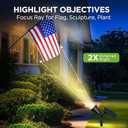 InnoGear 6 Solar Lights Outdoor Spot Garden Yard Landscape Flag, Warm White | Waterproof, Auto On/Off, Adjustable Brightness, 2 Installations, Flag Pole, Tree, Uplights, Solar Powered Spotlight, Pathway - color: Warm White