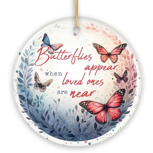 Artistic Butterflies Appear Quote Ornament, Wings of Remembrance Gift - color: Artistic Butterflies Appear Quote Ornament, Wings of Remembrance Gift