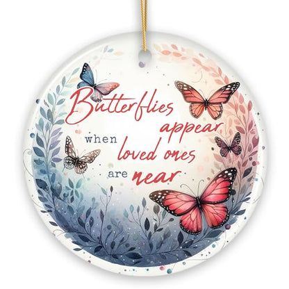 Artistic Butterflies Appear Quote Ornament, Wings of Remembrance Gift - color: Artistic Butterflies Appear Quote Ornament, Wings of Remembrance Gift