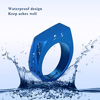 Minicremation Cremation Jewelry for Ashes Geometry Simple Style Memorial Urn Ring Ashes Holder with Fill Kit Keepsake Cremation Ring for Men - color: Blue