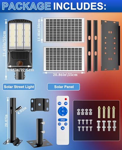 JAYNLT Y-6500W Solar Street Lights Outdoor, Commercial Parking Lot Lights - size: Large