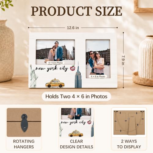 New York Double Picture Frame 4x6, New York Gifts Two Photo Frame - color: color-14