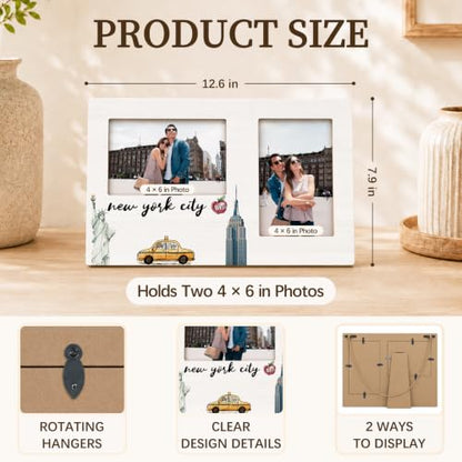 New York Double Picture Frame 4x6, New York Gifts Two Photo Frame - color: color-14