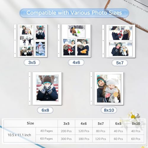 Popotop Large Photo Album Self Adhesive 4x6 5x7 8x10 Scrapbook Album DIY Picture Book,Gifts for Mom,Family Baby and Wedding,with Metal Pen and Plastic Board - color: Blue, size: 11.5"x10.6"60pages