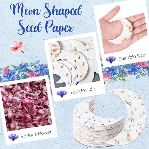 Dunzoom 50 Pcs Plantable Seed Paper Tags Wildflower,Moon - style: Moon