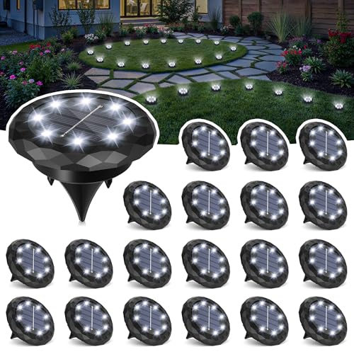 SOLPEX 20 Pack Small Solar Ground Lights, Driveway Lights Cool White - color: Cool White, size: 20 Pack
