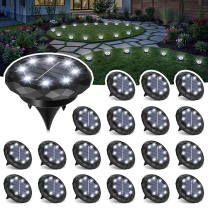 SOLPEX 20 Pack Small Solar Ground Lights, Driveway Lights Cool White - color: Cool White, size: 20 Pack