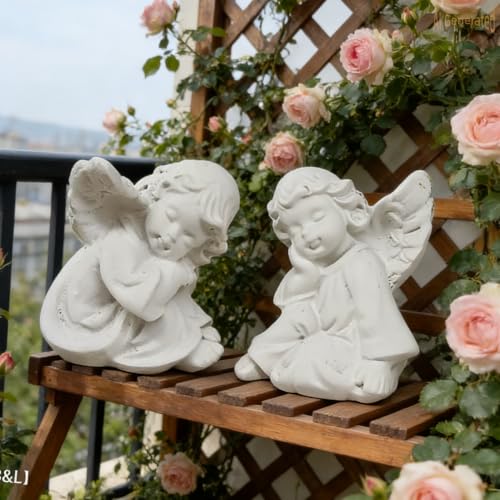 Handmade Whimsical Animal Garden Decor Figurines (Mini Angel 2-Piece)