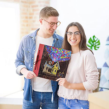 Scrapbook Photo Album, Our Adventure Scrap Book, 12 Inches by Inches Embossed Words Hard Cover Movie Up Travel Scrapbook for Anniversary, Wedding, Travelling, Baby Shower, etc (Scrapbook-Balloon) - color: Scrapbook-Balloon