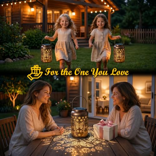 Cawalap Birthday Day Gifts for Women, Solar Lanterns Outdoor Waterproof | Hummingbird Hanging Solar Lights Outside Gardening Gifts, Garden Decor, Mothers Day Gifts for Mom Grandma,