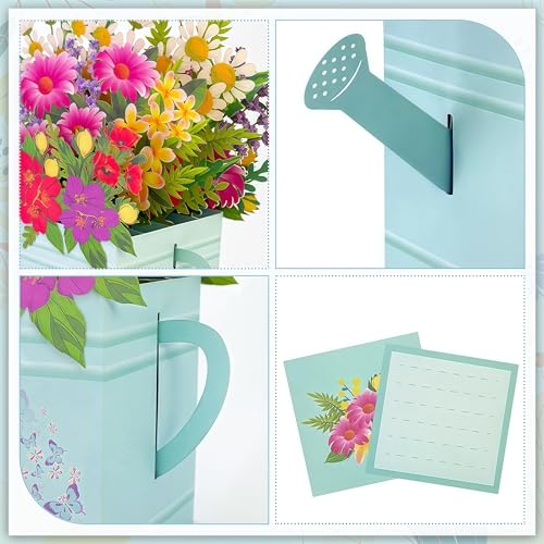 Pop Up Birthday Card for Mom, Sister, Daughter | Watering Can & Wildflower Bouquet 3D Greeting Card for Women, Thoughtful Birthday Gift with Envelope & Blank Note - color: Wildflower Watering Can