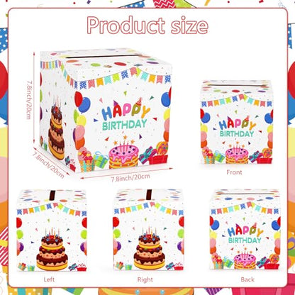 Hxezoc Happy Birthday Card Box Party Favors Post Box Cardboard Receiving Money Box Holder for Kids Baby Adults Birthday Party, Baby Shower Table Centerpiece Decorations Supplies - style: Birthday