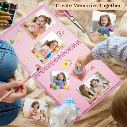 Scrapbook Photo Album 7"x7" 20 Sheets 40 Pages Hardcover Kraft Paper Khaki - color: Pink, size: 7"x7" 20 Sheets
