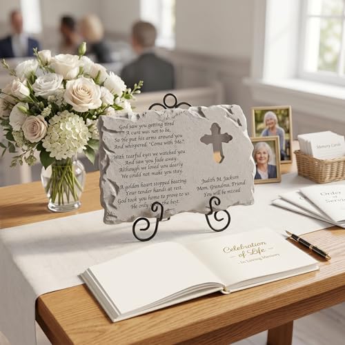 Let's Make Memories Personalized Cross Memorial Stone - Custom Grave Marker - style: Cross Memorial