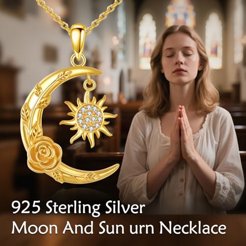 TIGER RIDER Pet Paw Necklace 925 Sterling Silver Cross Infinite love Necklace Pendant Pet Jewelry Gift for Dog Cat Lovers - style: Moon and Sun