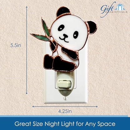 Gift Essentials Panda Plug-in Night Light - Stained Glass Nightlight | Panda Stained Glass Plug-in Nightlight with On/Off Rocker Switch. Includes One 4-Watt Replaceable Warm-Glow Bulb. - color: Panda
