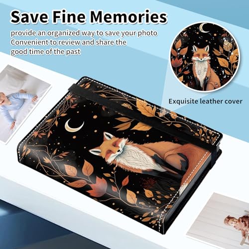 Photo Album 4x6 120 Pockets Photos with Elastic Band, Cute PU Leather Photo Books Small Mini Capacity Picture Album for Family Wedding Travel Anniversary Baby Vacation Pictures, Cute Fox - color: Cute Fox