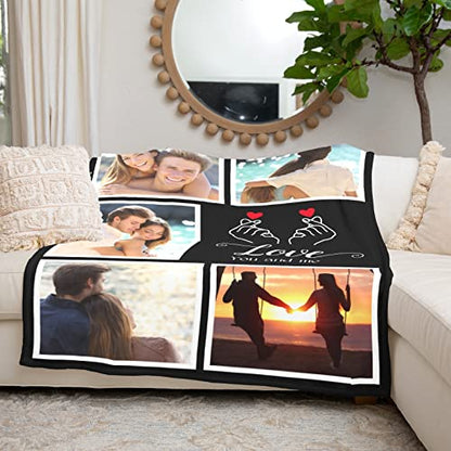 Printwoo Custom Blankets with Photos, Personalized Photo Blankets Using My Own Photo, Personalized Gifts for Boyfriends Girlfriends Dad Mom - color: 5 Photos-2