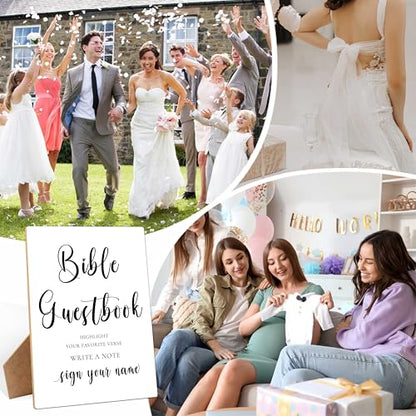 Bible Guestbook Sign, 8×11 Inches Wooden Sign With Stand, Hightlight Your Favorite Verse, Minimalist Table Sign for Wedding Favor,Bridal Shower, Wedding Reception, Event Party Favor Supplies-4 - style: Bible Guestbook