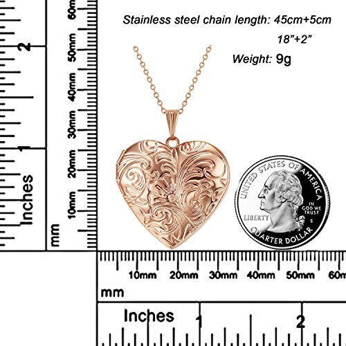 YOUFENG Locket Necklace that Holds Pictures Flower Lockets Pendant Necklaces Birthday Gifts Jewelry - color: RoseGoldHeart