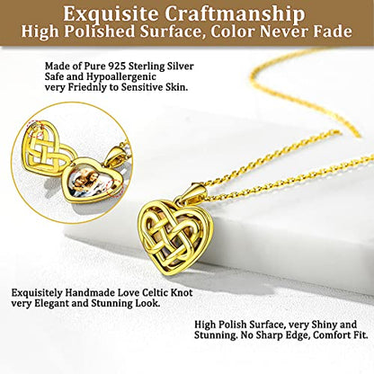 Bestyle Sterling Silver Heart Locket Necklace for Women, Dainty Cute Small Heart Locket Pendant in Gold/Rose Gold/Silver, Love Statement Jewelry Gift for Mother Wife - color: B1. Celtic Knot-Gold-Locket Only, NO Custom