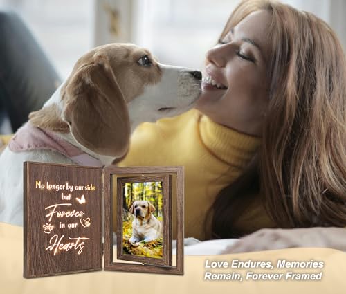 EYITUPC Lighted Pet Memorial Frame: Dog or Cat Loss, No Longer by Our Side - color: Forever in Our Hearts