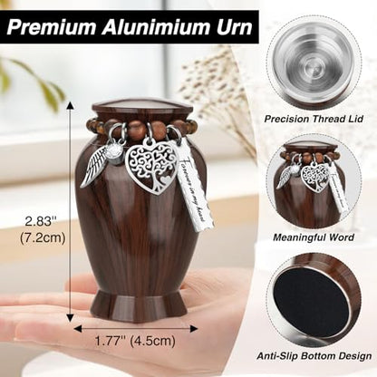 Small Urn for Human Ashes Aluminium Keepsake Memorial | Mini Urn for Ashes, Meaningful Memorial Keepsake Gift, Durable Aluminum Cremation Urn with Elegant Design - style: Wood Grain