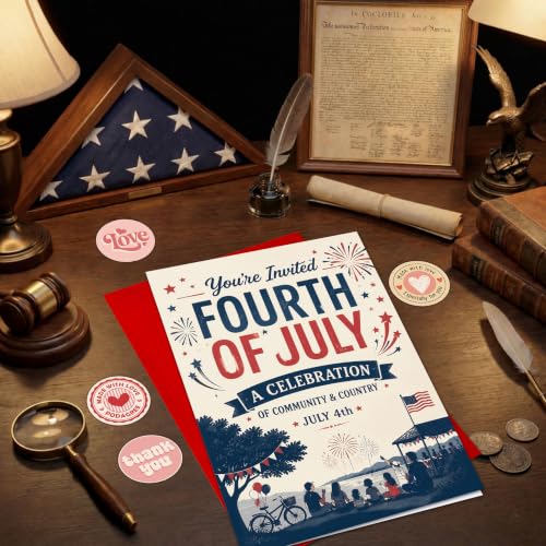 250 Years of Freedom Greeting Card with Red Envelope, 1776-2026 Patriotic American Flag Independence Celebration Card, USA Anniversary Card for Veterans, Family, Friends - color: american10