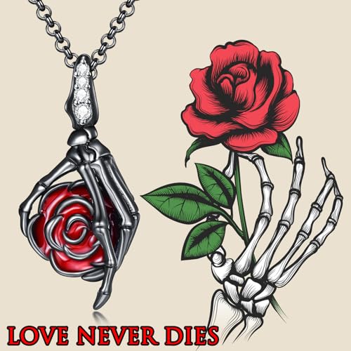 PELOVNY Urn Necklaces for Ashes of Loved Ones 925 Sterling Silver Personalized Heart Locket Urn Necklace Cremation Keepsake Memorial Jewelry Gifts for Women Men - color: Skull Rose Urn
