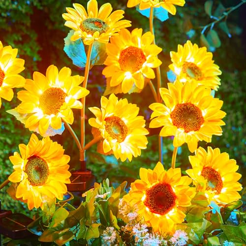 Brightown Solar Garden Lights, 4 Pack Sunflowers Flower Lights Waterproof - color: Sunflowers
