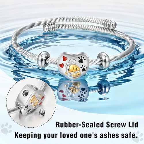 abooxiu Cremation Jewelry for Pet Ashes Pawprint Heart Ashes Bracelet Keepsake Memorial Urn Bracelet Stainless Steel Ashes Holder Urn Jewelry for Cat Dog