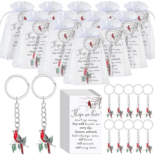 Ecally 40 Set Funeral Favors for Guest Celebration of Life Keychains Memorial Service Sympathy Gifts for Family Church Decoration (Cardinal) - style: Cardinal