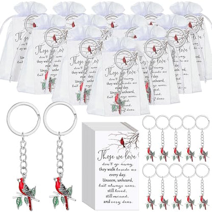 Ecally 40 Set Funeral Favors for Guest Celebration of Life Keychains Memorial Service Sympathy Gifts for Family Church Decoration (Cardinal) - style: Cardinal