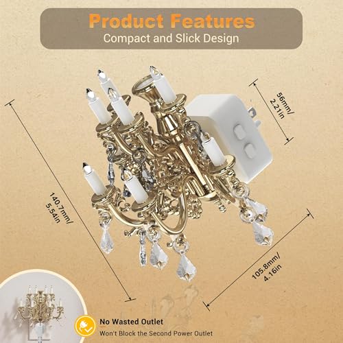 JandCase Night Lights Plug Into Wall,2 Pack Dimmable Night Light - color: Chandelier-3000K, size: 2 Pack