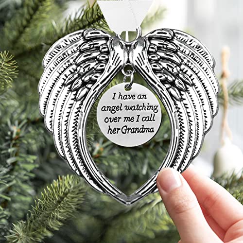 Christmas Memorial Hanging Ornaments Angel Wings, Memorial Gifts for Loss of Grandmother I Have a Angel Watching Over Me I Call Her Grandma Sympathy Gifts for Loss of Loved One in Heaven - color: Grandma