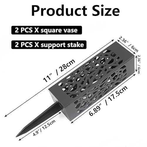 2 Sets Memorial Flower Holder for Cemetery Square Vases with Spikes