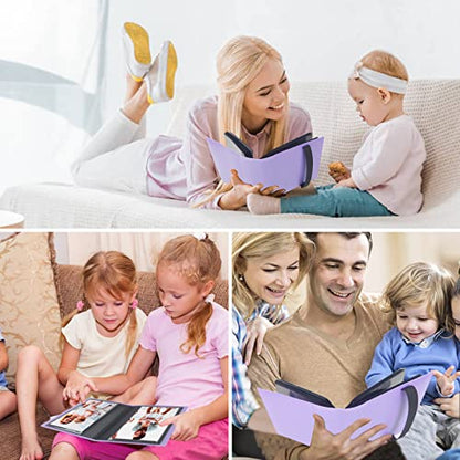 Aevdor Small 4x6 Photo Album, 64 Pockets, Black Pages, Elastic Band,Purple | Compact 4x6 Photo Book for Family, Wedding, Baby, Travel, Postcards and Recipe Cards. One Album is Included - color: Purple