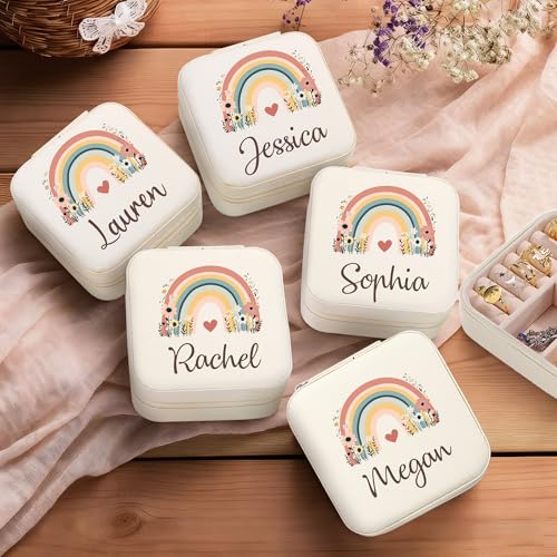 Ajiangwu Back To School Gifts,Custom Travel Jewelry Case for Kids,Personalized Small Jewelry Box Mini Teen Girl Gifts Trendy Stuff Jewelry Organizer for Rings, Necklaces, Bracelets - color: Design 6