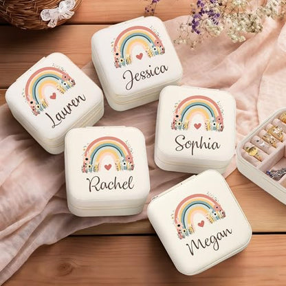 Ajiangwu Back To School Gifts,Custom Travel Jewelry Case for Kids,Personalized Small Jewelry Box Mini Teen Girl Gifts Trendy Stuff Jewelry Organizer for Rings, Necklaces, Bracelets - color: Design 6