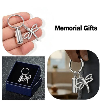 Gredstar Cremation Urn Keychain for Ashes, Cylinder Memorial Keepsake - color: Dragonfly