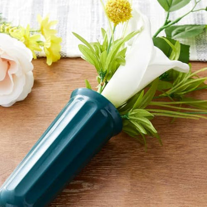 Black Duck Brand Green 9.75" Plastic Cemetery Memorial Grave Flute Flower Vases; 2 Pack